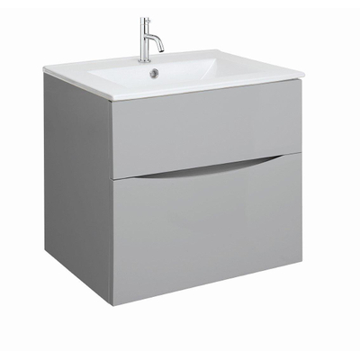 Crosswater Glide II Badmeubelset - 60x45x52cm - 2 lades - greeploos - Storm Grey - wastafel - kraangat - ice white