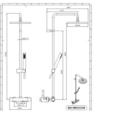 Plieger Royal doucheset met stortdouche Ø25cm + handdouche + thermostatisch met douchekraan chroom