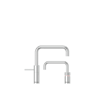 Quooker Nordic Square Twintaps kokendwaterkraan - draaibare uitloop - Combi+ reservoir - Warm / kokend water - Chroom