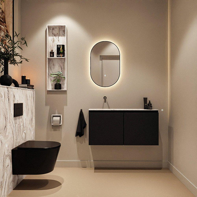 MONDIAZ TURE-DLUX 100cm toiletmeubel Urban. EDEN wastafel Glace positie links. Zonder kraangat.