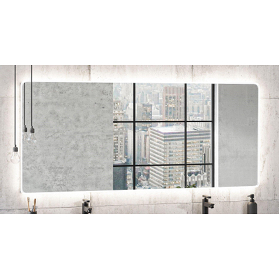 HR Badmeubelen Spectre spiegel 100x70cm met afgeronde hoeken, directe en indirecte LED verlichting, inclusief touch sensor en spiegelverwarming SHOWROOMMODEL