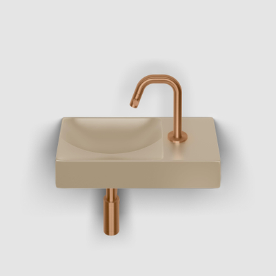 Clou Vale fontein 38 cm met kraangat rechts mat mosterd keram