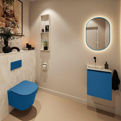 MONDIAZ TURE-DLUX Toiletmeubel - 40cm - Jeans - EDEN - wastafel Ostra - positie links - Zonder kraangat