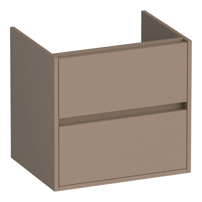 BRAUER Adore wastafelonderkast - 60x46x55cm - 2 softclose lades - greeploos - 1 sifon uitsparing - mat mokka