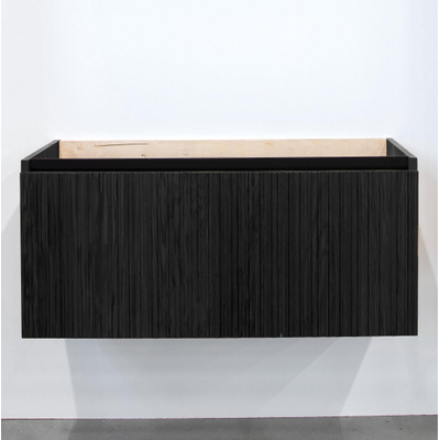 Adema Holz Badkameronderkast - 100cm - 1 lade - greeploos - zwartbruin