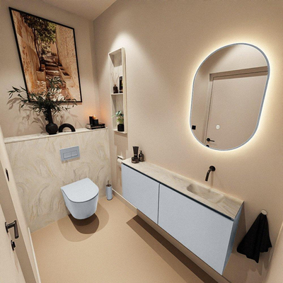 MONDIAZ TURE-DLUX 120cm toiletmeubel Clay. EDEN wastafel Ostra positie rechts. Zonder kraangat.