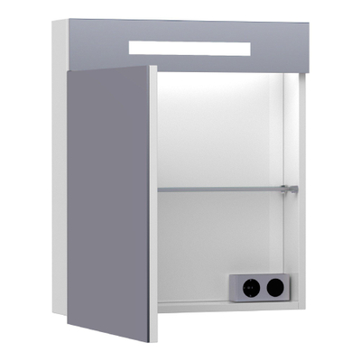 BRAUER Promise spiegelkast - 60x70x15cm -- met directe verlichting 1 linksdraaiende enkelzijdige spiegeldeur hoogglans wit