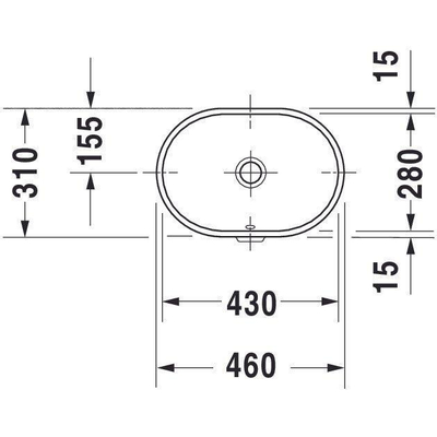 Duravit Foster onderbouwwastafel met overloop 42.8x28cm met Wondergliss wit