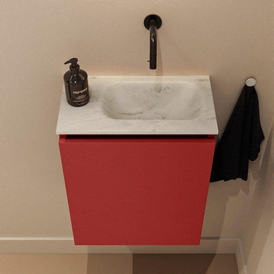 MONDIAZ TURE-DLUX 40cm toiletmeubel Fire. EDEN wastafel Opalo positie rechts. Zonder kraangat.