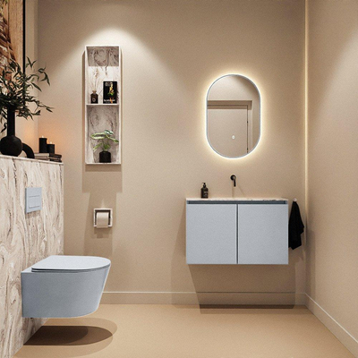 MONDIAZ TURE-DLUX 80cm toiletmeubel Clay. EDEN wastafel Glace positie midden. Zonder kraangat.