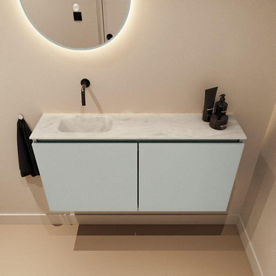 MONDIAZ TURE-DLUX 100cm toiletmeubel Greey. EDEN wastafel Opalo positie links. Zonder kraangat.