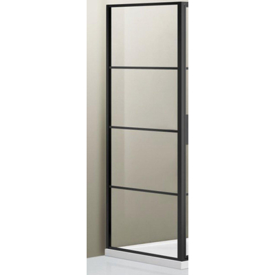 Saniclass Bellini Zijwand - 80x200cm - frame lines buitenzijde - anti kalk - mat zwart