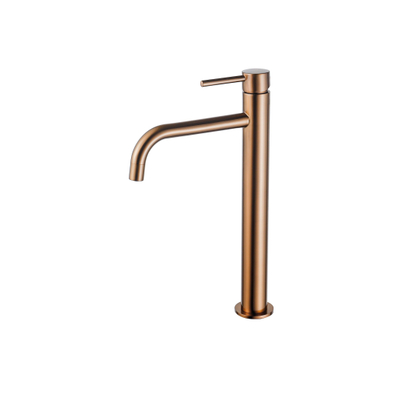 Fortifura Calvi Slim Wastafelkraan - 32cm - verhoogd - opbouw - Geborsteld koper PVD (Koper)