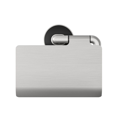 Tiger Cooper Toiletrolhouder - met klep - geborsteld RVS/zwart