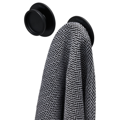 Tiger Tess Handdoekhaak - rond - 2 stuks - zelfklevend - zwart