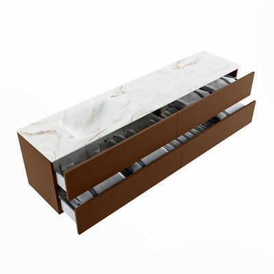 MONDIAZ VICA-DLUX Badkamermeubelset - 200cm - onderkast rust - 4 lades - inbouw wastafel cloud links - zonder kraangaten - 60cm hoge versie - frape