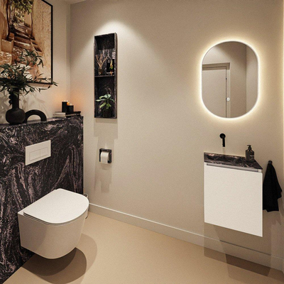 MONDIAZ TURE-DLUX 40cm toiletmeubel Talc. EDEN wastafel Lava positie links. Zonder kraangat.