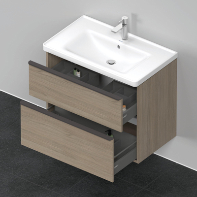 Duravit D-Neo wastafelonderkast 78.4x62.5x45.2cm 2 lades Eiken (terra) Mat