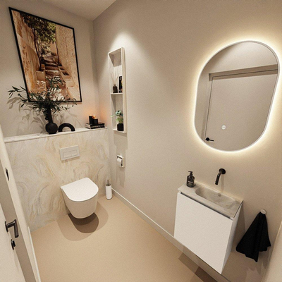 MONDIAZ TURE-DLUX 40cm toiletmeubel Talc. EDEN wastafel Ostra positie rechts. Zonder kraangat.
