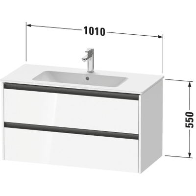 Duravit Ketho 2 wastafelonderbouwkast met 2 laden 101x48x55cm met grepen antraciet basalt mat