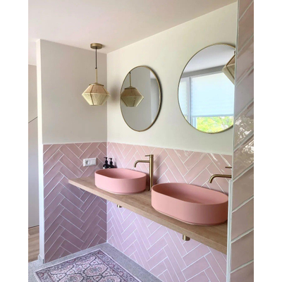 Arcqua Case waskom - 55x36cm - Ovaal - Cast marble Roze Mat