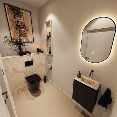 MONDIAZ TURE-DLUX 40cm toiletmeubel Urban. EDEN wastafel Frappe positie rechts. Zonder kraangat.