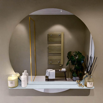 Mondiaz SPOT Badkamerspiegel - rond 100cm - spiegelplanchet - kleur Clay