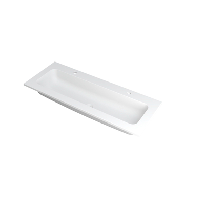 INK Faktor wastafel - 120x45x1.5cm - 1 wasbak - 2 kraangaten - polystone wit mat