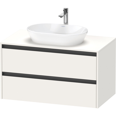 Duravit Ketho 2 wastafelonderbouwkast incl. consoleplaat met 2 laden 100x55x56.8cm met handgrepen antraciet wit supermat