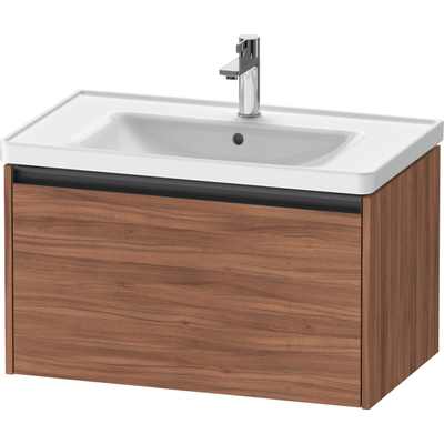 Duravit Ketho 2 wastafelonderbouwkast met 1 lade 78.4x45.5x44cm met greep antraciet noten mat