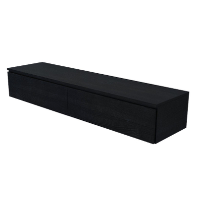 Arcqua Living Onderkast - 180x46x30cm - 2 lades - greeploos - gemelamineerd spaanplaat - oak black