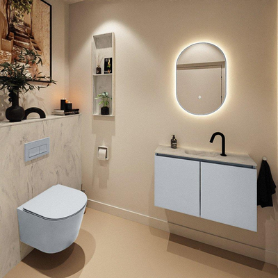 MONDIAZ TURE-DLUX 80cm toiletmeubel Clay. EDEN wastafel Opalo positie midden. Met 1 kraangat.