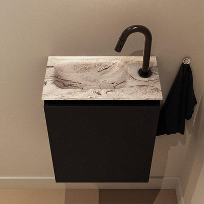 MONDIAZ TURE-DLUX 40cm toiletmeubel Urban. EDEN wastafel Glace positie links. Met 1 kraangat.