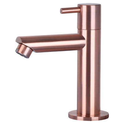 Differnz Ravo fonteinset - 38.5x18.5x9.5cm - Rechthoek - 1 kraangat - Recht koperen kraan - Keramiek Wit