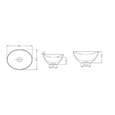 Plieger Scale keramische opbouw waskom ovaal 40.6xx32.2xx18.2cm mat wit
