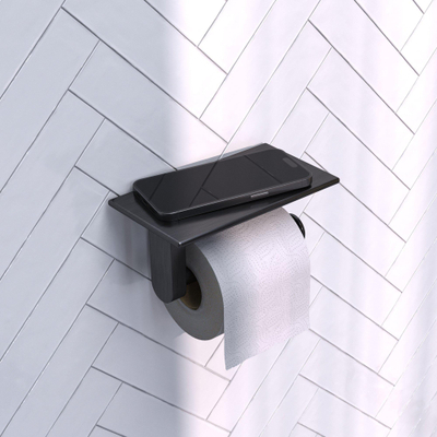 Brauer toiletrolhouder - 18cm - Gunmetal geborsteld