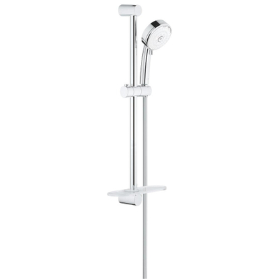 GROHE New Tempesta Cosmopolitan 100 Glijstangset - 60cm - ronde handdouche - 3 straalsoorten - gladde doucheslang - met zeepschaal - chroom/wit