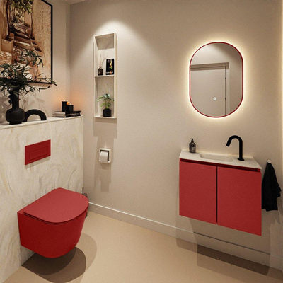 MONDIAZ TURE-DLUX 60cm toiletmeubel Fire. EDEN wastafel Ostra positie midden. Met 1 kraangat.