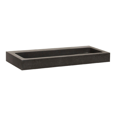 BRAUER Lava wastafel 100x46x2cm - 1 wasbak - 0 kraangaten - natuursteen - basalt antraciet