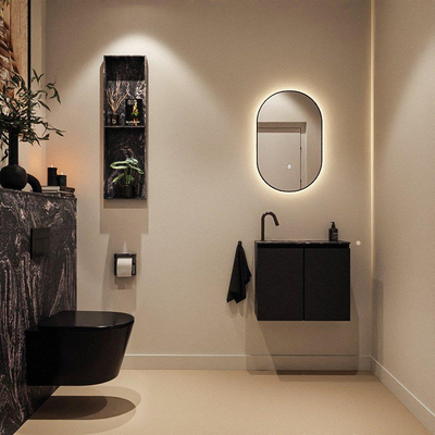 MONDIAZ TURE-DLUX 60cm toiletmeubel Urban. EDEN wastafel Lava positie links. Met 1 kraangat.