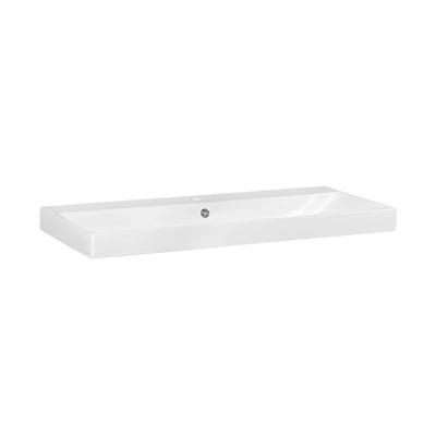 Saniclass Wave Meubelwastafel - 100x46x7.5cm - overloop - 1 wasbak - 1 kraangat - keramiek - wit
