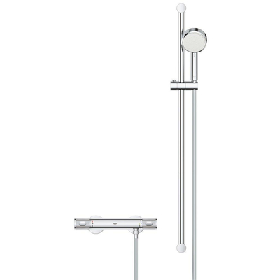 GROHE Grohtherm 1000 thermostatische opbouw douchemengkraan met glijstang en handdouche chroom