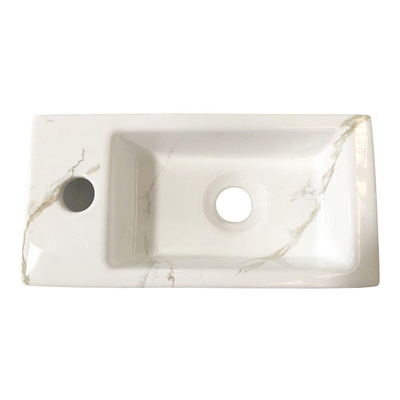 Wiesbaden Mini-Rhea links fontein 36x18x9cm Carrara marmerlook wit