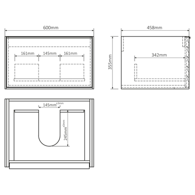Differnz Elin Wastafelonderkast - 60x35.5x45.8cm - licht eiken