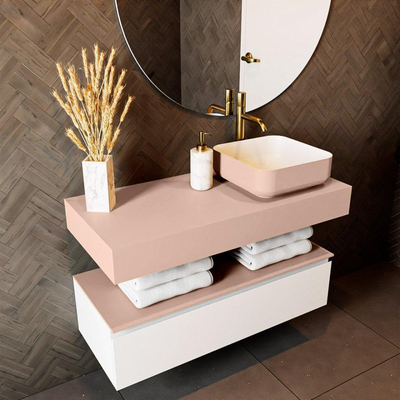 Mondiaz TOP 46 Vrijhangend Topblad - 100x46x12cm - geschikt voor waskom - Solid surface - Rosee