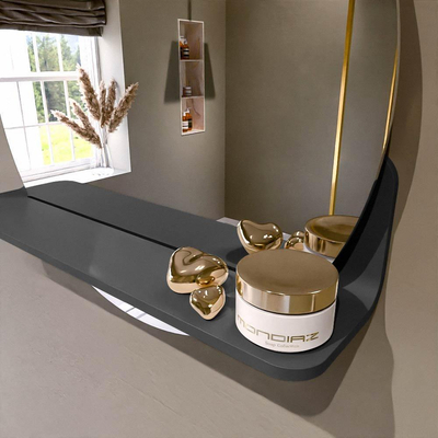 Mondiaz SPOT Badkamerspiegel - rond 50cm - spiegelplanchet - kleur Dark Grey