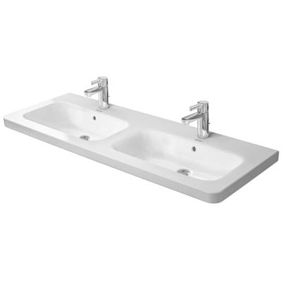 Duravit Durastyle dubbele meubelwastafel 130x48 2 kraangaten plus overloop wit