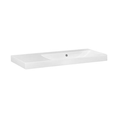 Saniclass Wave Meubelwastafel - 100x46x7.5cm - overloop - 1 wasbak rechts - zonder kraangaten - keramiek - wit