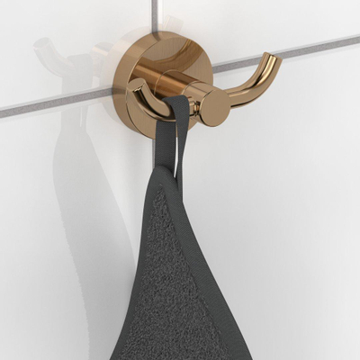 Haceka Kosmos Handdoekhaak dubbel - geborsteld koper