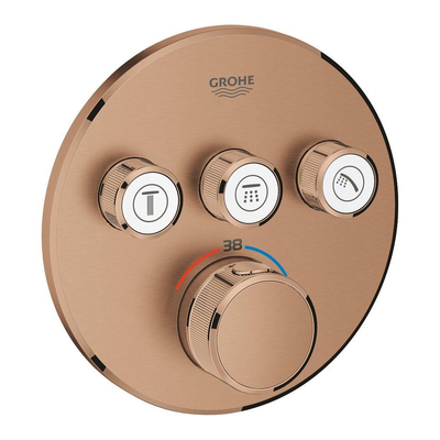 GROHE Grohtherm SmartControl inbouwkraan thermostatisch met omstel voor 3 functies rond warm sunset geborsteld